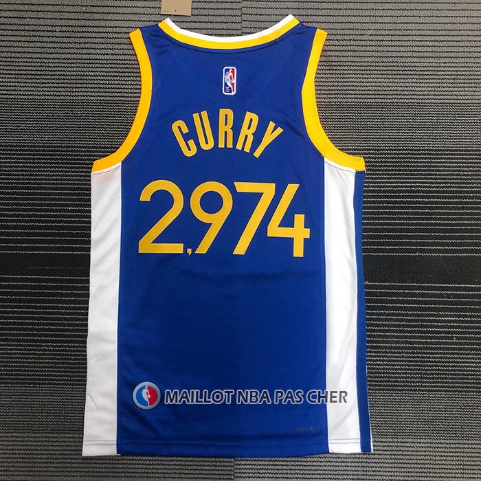 Maillot Golden State Warriors Stephen Curry 2974th 3 Points Bleu